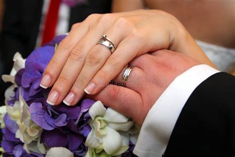 Wedding Rings On Bride And Groom Hands Stock Photo Image Of Groom Romantic