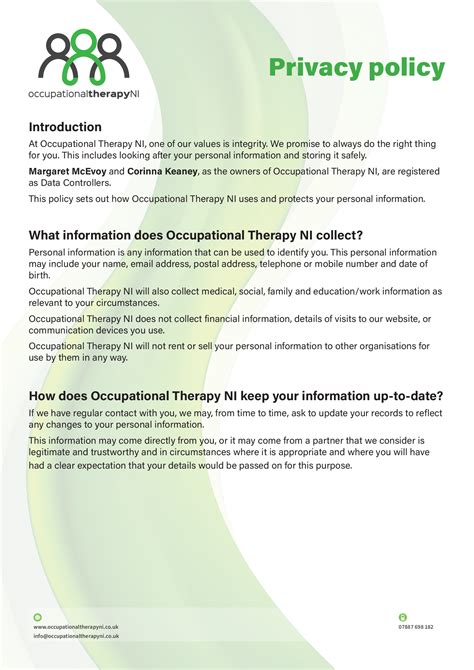 Privacy Policy Occupational Therapy Northern Ireland