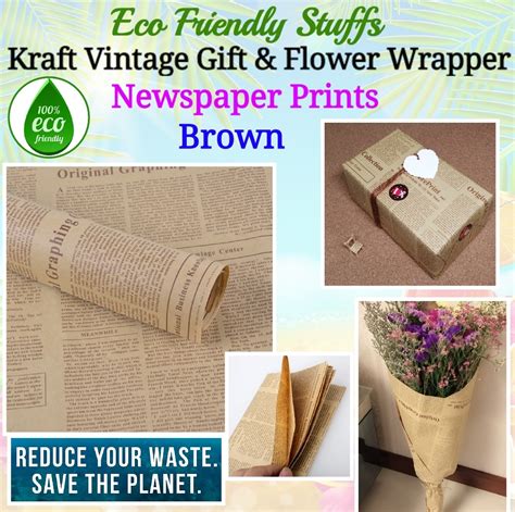 Kraft Vintage Newspaper Wrapping Paper Brown Print Lazada Ph
