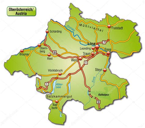 Start europa länder und regionen karte von österreich. Karte von Oberösterreich - Vektorgrafik: lizenzfreie ...