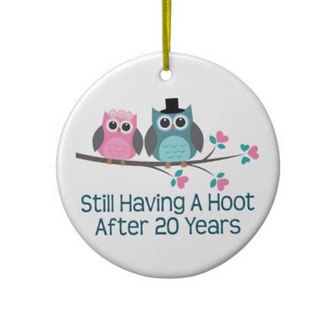 This opens in a new window. Gift For 20th Wedding Anniversary Hoot Christmas Ornament ...