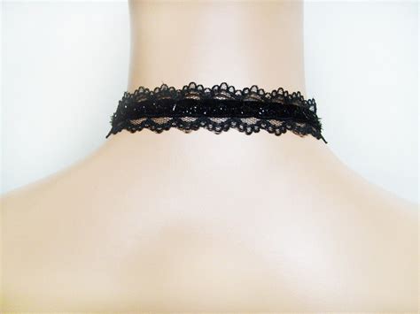 Goth Velvet Black Lace Choker Necklace For Women Both Side