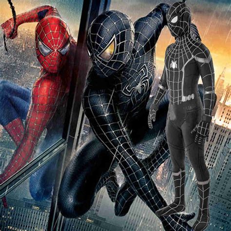 Spider Man Black Suit Homecoming Superhero Halloween Cosplay Costume