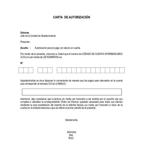 Carta De Autorizacion Cci Bancario Servicios Financieros Images And