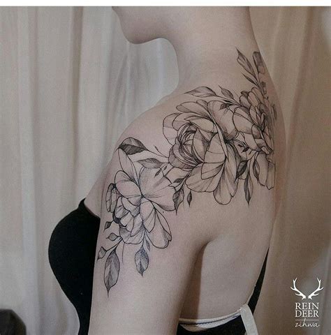 Floral Shoulder Piece With Images White Rose Tattoos