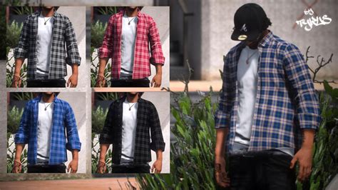 Fivemsp Rolled Up Sleeves Flannel For Mp Male Gta5