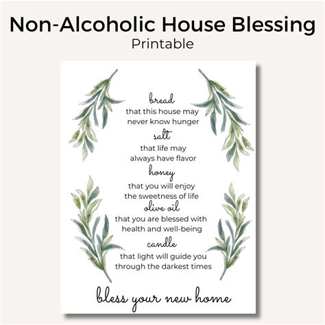 Non Alcoholic Housewarming Printable House Blessing Printable Bread