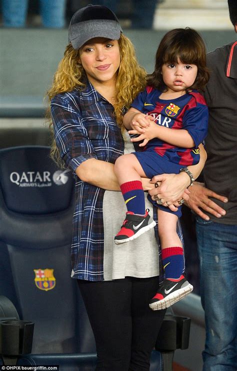 Pregnant Shakira Holds On Tight To Cherubic Son Milan As They Support