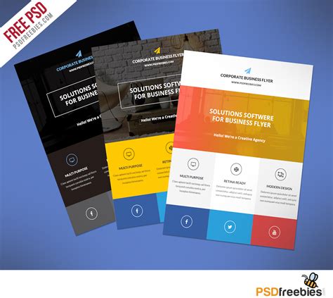 Flat Clean Corporate Business Flyer Free Psd Psdfreebies With Regard