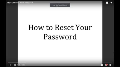 How To Reset Your Password Youtube