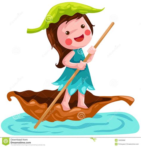 Litlle Fairy Sailing Leaf Boat Royalty Free Stock Photos