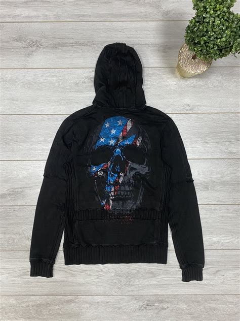 Vintage Affliction Skull Usa Flag Zip Hoodie Grailed