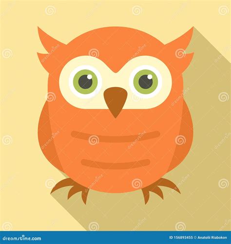 Happy Owl Icon Flat Style Stock Vector Illustration Of Drawing