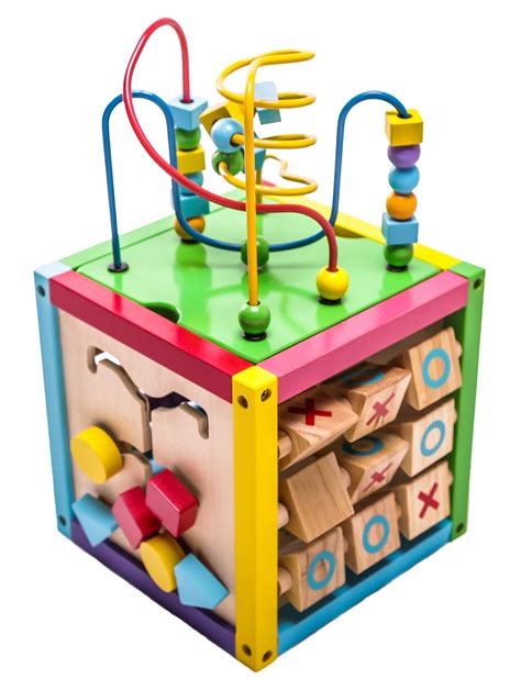6 In 1 Play Cube Activity Center Colorful Wooden Learning Toy Kids T