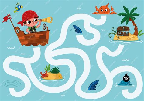 Premium Vector Can You Help The Little Pirate To Find The Treasure On