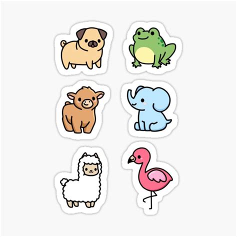 Cute Animal Sticker Pack 4 Sticker For Sale By Littlemandyart Redbubble