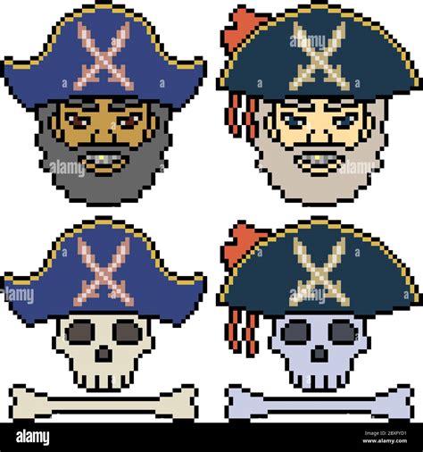 Vector Pixel Art Set Pirate Isolated Stock Vector Image And Art Alamy