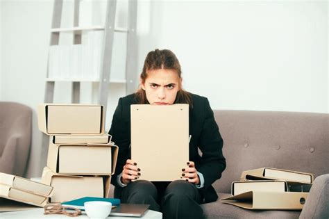Premium Photo Sad Busy Secretary Stressed Overworked Business Woman