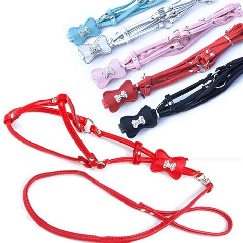 Puppy Dogs Leash Soft Pu Leather Pet Dog Walker Harness And Leash Set