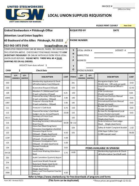 United Steelworkers Local Union 2021 2024 Form Fill Out And Sign