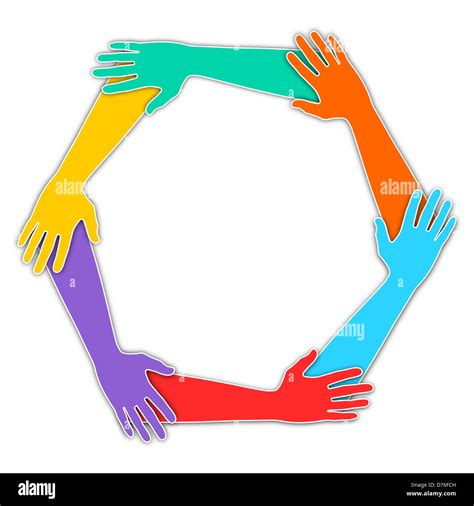 Illustration Of Six Hands Joined Together Stock Photo Alamy