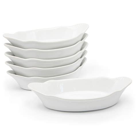 Kook Au Gratin Baking Dishes Ceramic White 18 Oz Set Of 6