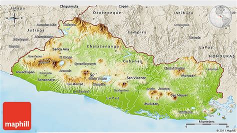 Physical 3d Map Of El Salvador Shaded Relief Outside