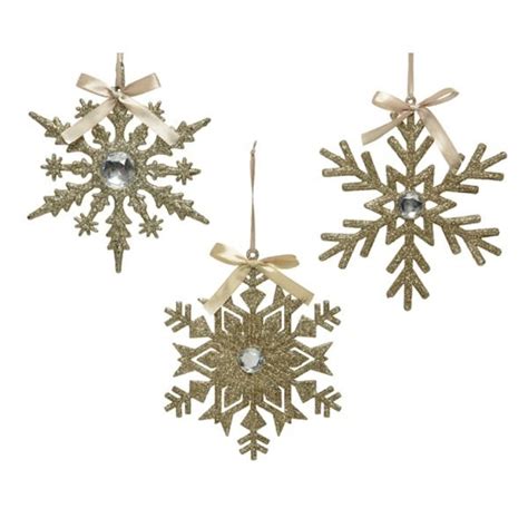 Champagne Glittery Snowflake Christmas Tree Decoration Cooneys Home
