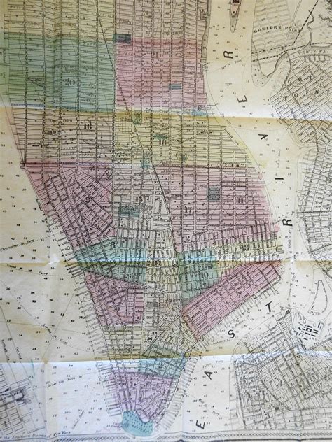 New York City Manhattan City Plan 1860 Dripps Large Folding Map Very