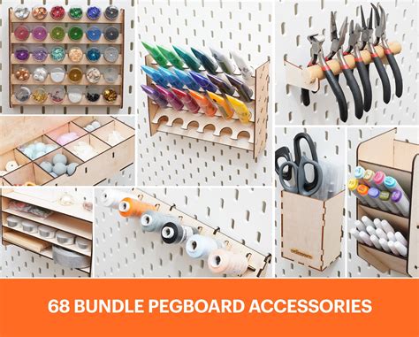 68 Pegboard Accessories Bundle Full Bundle Pegboard Wooden Etsy