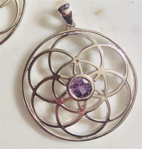 Amethyst Sterling Silver Seed Of Life Pendant Jai 108 Presents
