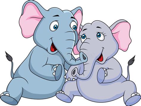Cute Couple Elephant Cartoon Stock Vector Illustration Of Concept