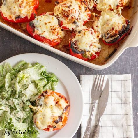 Chicken Parm Stuffed Peppers Keto Low Catb Easy Joy Filled Eats