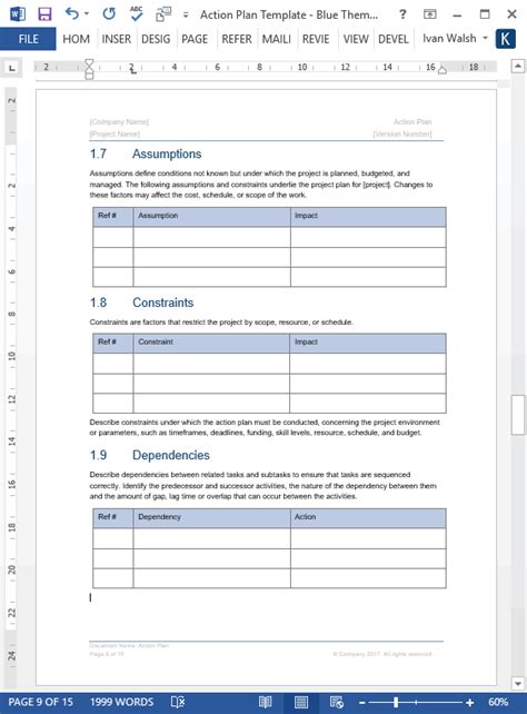 Action Plan Template 14 Page Word Template 7 Excel Spreadsheets
