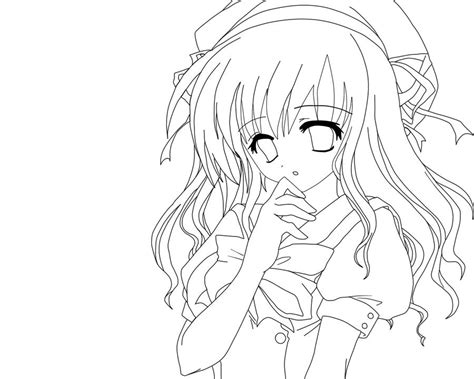 Anime Girl Lineart Color Me By Helpfulwolf On Deviantart