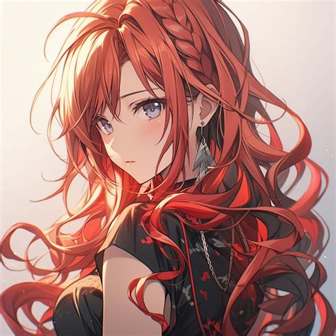 Premium Ai Image An Anime Girl With Long Flowing Red Hair And A