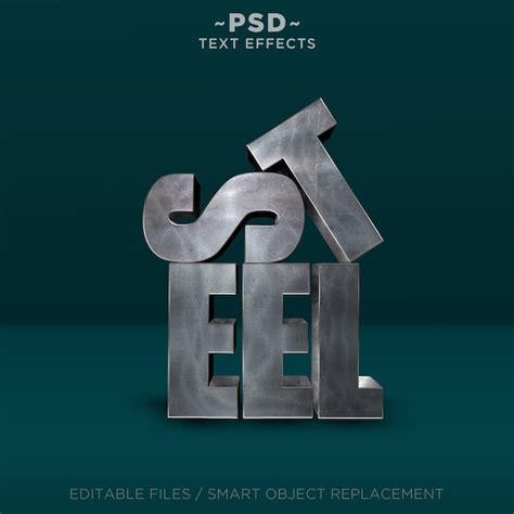 Premium Psd 3d Realistic Steel Effects Editable Text