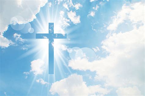 Christian Cross Appears Bright In The Sky Stock Photo Download Image
