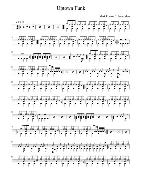 Uptown Funk By Mark Ronson Ft Bruno Mars Sheet Music For Drum Group Solo