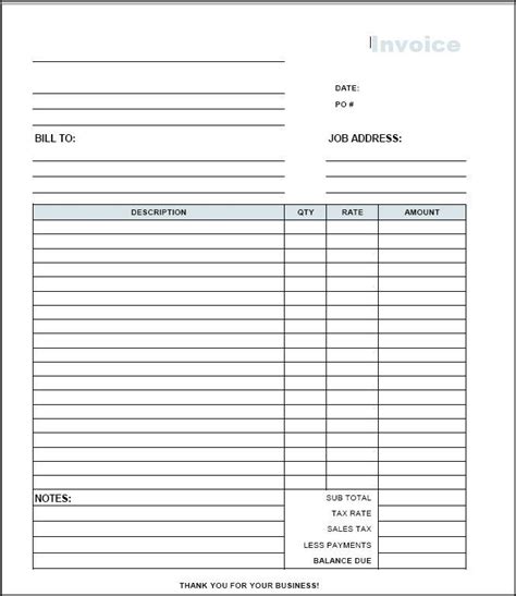 Free Printable Invoices For Contractors Printable Templates