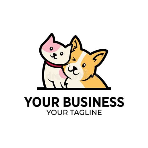 Cute Dog And Cat Logo Design For Pet Shop Stock Vector Illustration