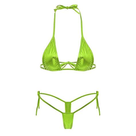 Womens Brazilian Halter Micro G String Thong Mini Bikini Set Tie Side