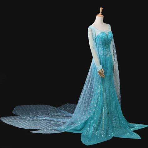 Brand New High End Blue Elsa Gowns Dress Dairy Queen Elsa Pure Handmade Princess Cosplay