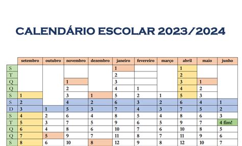 Calendário Escolar 202324 Adaptado Para O 11º Ano Sobre Educação