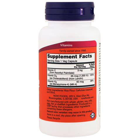 Check spelling or type a new query. NOW Vitamin D3 and K2120 Veg Capsules ** Click on the ...