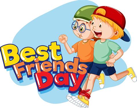 Best Friends Day With Cute Children In Cartoon Style 6094685 Vector Art