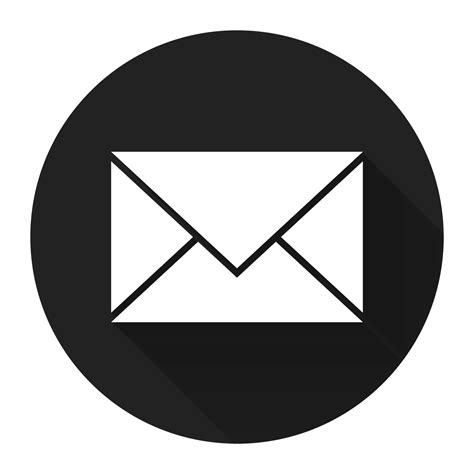 Mail Icon With Long Shadow Black On White Backgroundsimple Design