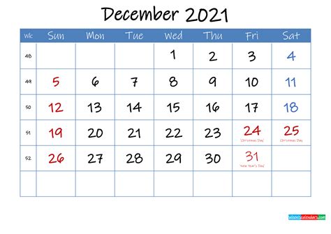 Printable December 2021 Calendar Word Template Ink21m24