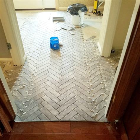 Entry Progress Herringbone Brick Tile Floors — House For Six