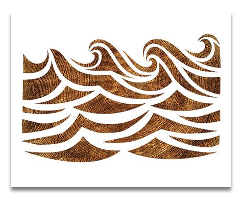 Ocean Waves Stencil Reusable Color Draw And Paint Custom Sea Etsy